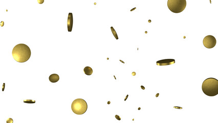 Golden serpentine confetti on transparent background. luxury isolated