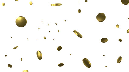 Golden serpentine confetti on transparent background. luxury isolated