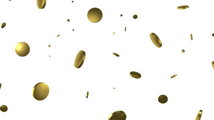 Golden serpentine confetti on transparent background. luxury isolated