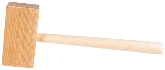 mallet wooden on a white background with a wooden handle