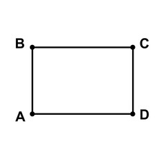 Rectangle with ABC points illustration isolated on white background. Right angle. Mathematics. Geometry. Maths. Education. Geometric figure