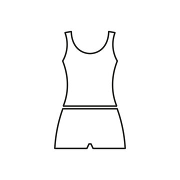 Tank top and short pants icon. Vector. Line style.	
