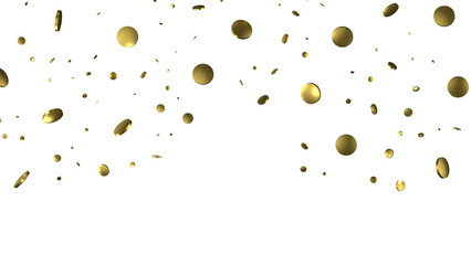 Golden serpentine confetti on transparent background. luxury isolated