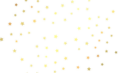 Banner with golden decoration. Festive border with falling glitter dust and stars.  (PNG transparent)