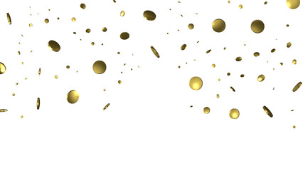 Golden serpentine confetti on transparent background. luxury isolated