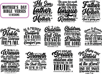 Mother's Day Bible Verse, mother quote, mom day, wise mother, love quote, black and white, typography, calligraphy, old testament quotes, vintage design