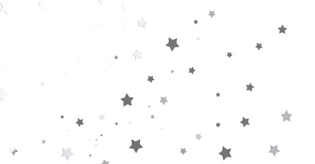 Silver star of confetti. Falling stars on a white - png transparent