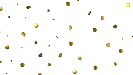 Gold confetti background, isolated on transparent background