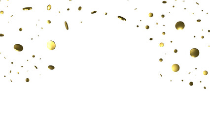 Golden serpentine confetti on transparent background. luxury isolated