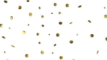 Gold confetti background, isolated on transparent background