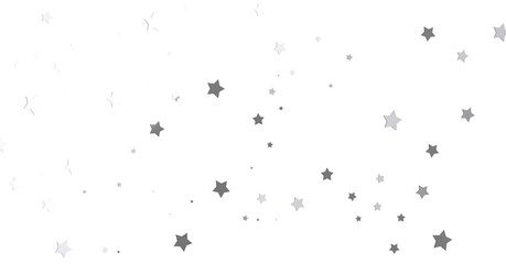 Silver star of confetti. Falling stars on a white - png transparent