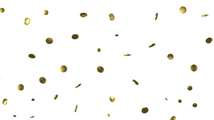 Gold confetti background, isolated on transparent background