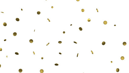 Gold confetti background, isolated on transparent background
