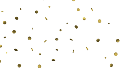 Gold confetti background, isolated on transparent background