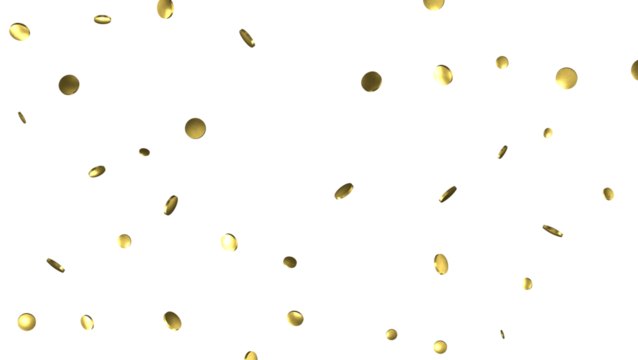 Glittering confetti on a transparent background. Holiday, birthday and Christmas decoration