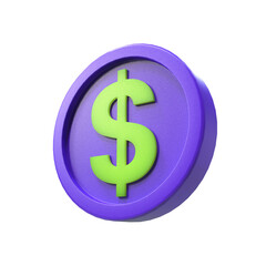 3d illustration USA dollar coin icon money 3d render