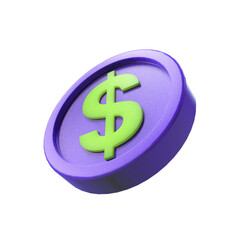 3d illustration USA dollar coin icon money 3d render