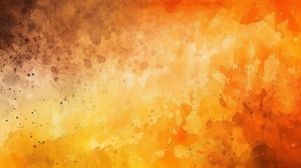 Yellow orange background with texture and distressed vintage grunge and watercolor paint stains Generative AI