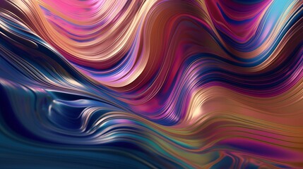 Obraz premium 3d render, fluid ripples, liquid metal surface, spectrum, bright hue colors Generative AI