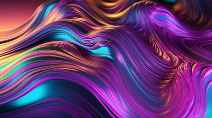 Obraz premium 3d render, fluid ripples, liquid metal surface, spectrum, bright hue colors Generative AI