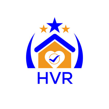 HVR House logo Letter logo and star icon. Blue vector image on white background. KJG house Monogram home logo picture design and best business icon. 
