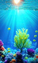 Realistic underwater background with corals