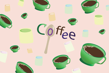 packaging template with the image of cups of coffee and the inscription coffee