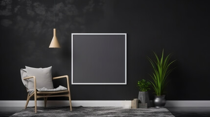 Realistic frame in a vintage room. Generative Ai