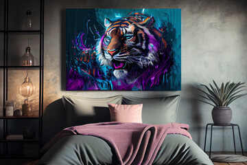 Beautiful tiger in purple til tones