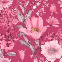 Obraz premium seamless pink floral symphony backgrounds
