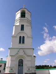 Fototapeta na wymiar A complex of buildings of the monastery, church and bell tower. Alexander Svirsky Monastery, Leningrad Region, Russia.