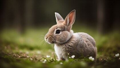 Fototapeta premium white rabbit on a grass