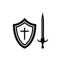 Shield and sword icon. Protection flat sign design. Guard vector icon. Armor symbol pictogram. UX UI icon