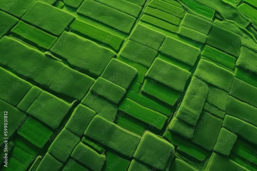 Aufkleber aerial drone view flight over different agricultural fields sown created with generative ai technolo