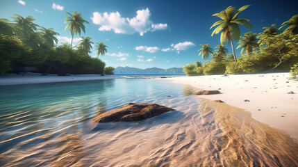 Tropical beach. Created, Bright color. Generative Ai