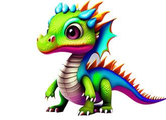 Fototapeta premium colorful baby Dragon Clipart png Sublimation ai generative