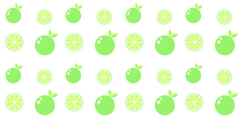 Lime green seamless pattern with limes and fruit slices abstract background repeating tile in flat vector style. Bright summer vibes fashion fabric print design. Seasonal backdrop or Generative AI