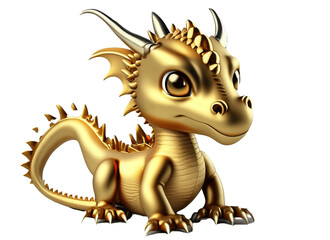 Fototapeta premium Golden Baby Dragon clipart png Sublimation ai generative