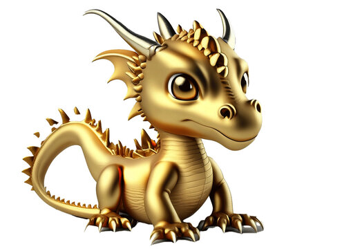 Golden Baby Dragon clipart png Sublimation ai generative
