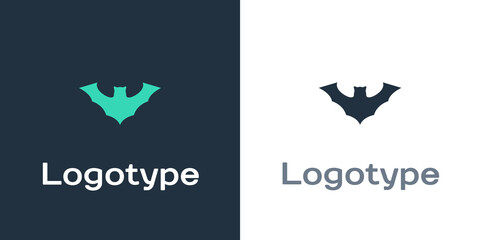 Logotype Flying bat icon isolated on white background. Logo design template element. Vector