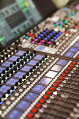 control surface of a digital sound mixing console