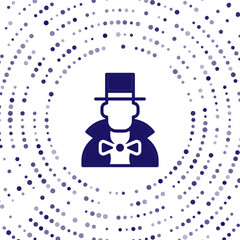 Blue Magician icon isolated on white background. Abstract circle random dots. Vector