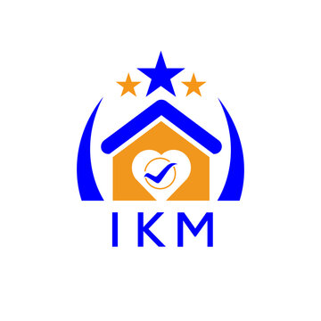 IKM House logo Letter logo and star icon. Blue vector image on white background. KJG house Monogram home logo picture design and best business icon. 
