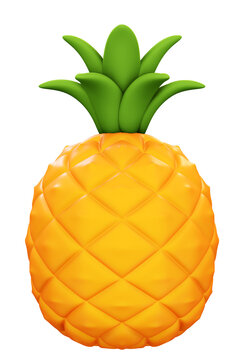 Pineapple, 3d rendering illustration on white background.