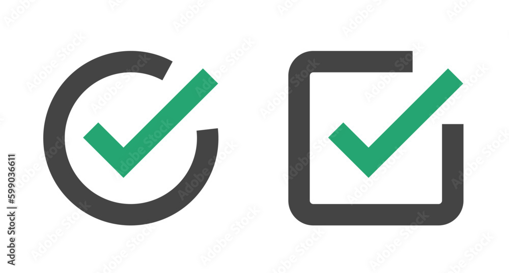 Poster round checkbox and square checkbox icon set. vector.