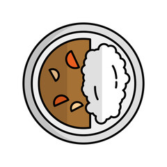 Flat design curry rice icon. Vector.