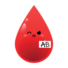 Cute drop of blood group AB on white background