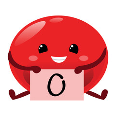 Cute drop of blood group O on white background
