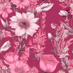 Fototapeta premium pink floral symphony seamless backgrounds are featured