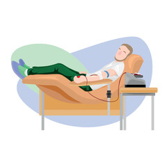 Man donating blood in hospital